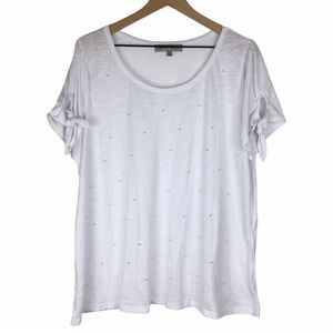 ABSOLUTELY FAMOUS Plus Size Top Pearl Bead Details Short Sleeve Scoop Neck 2X